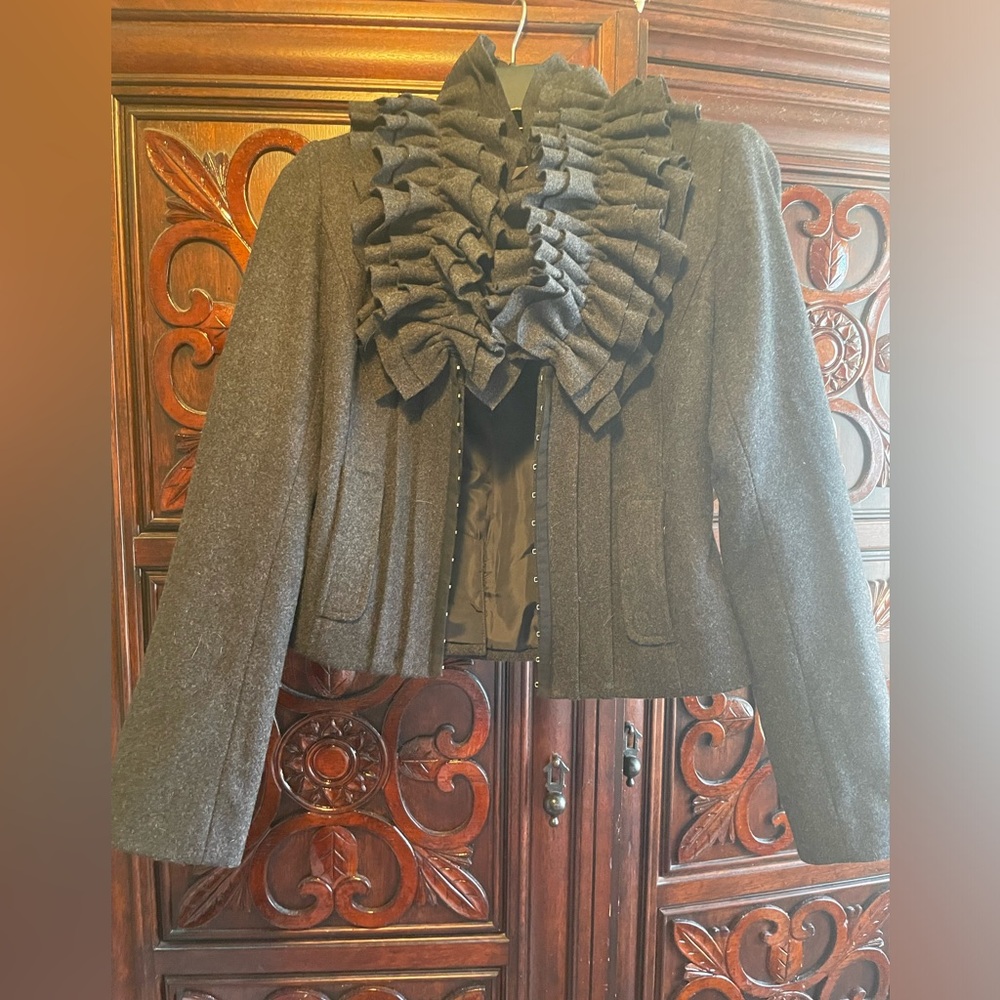 Hinge designer jacket with raffles charcoal, gray black